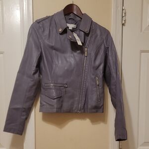 New York & Company Gray Faux Leather Jacket
